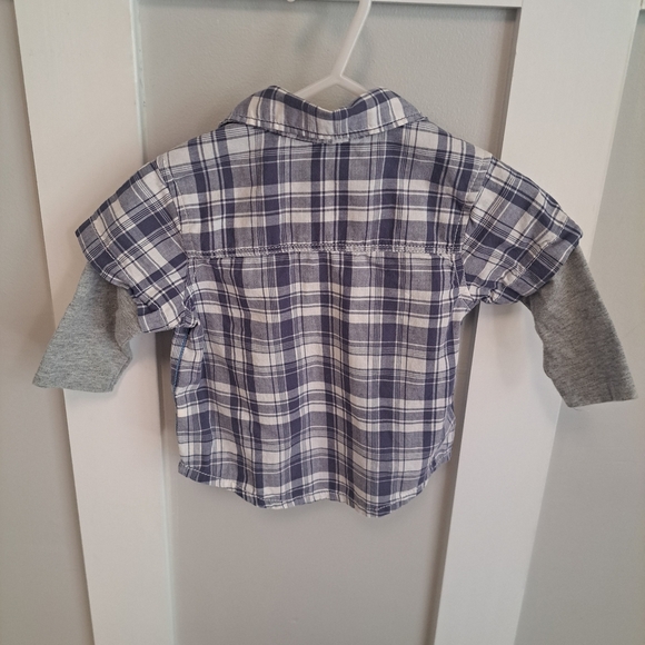 Genuine Baby by OshKosh Plaid Button-Down Shirt with Layered Sleeves Size 6M - Picture 2 of 3